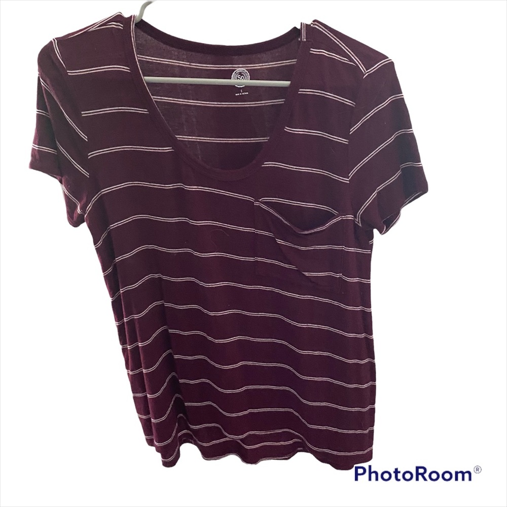 Authentic American heritage v-neck stripped short sleeve top size S